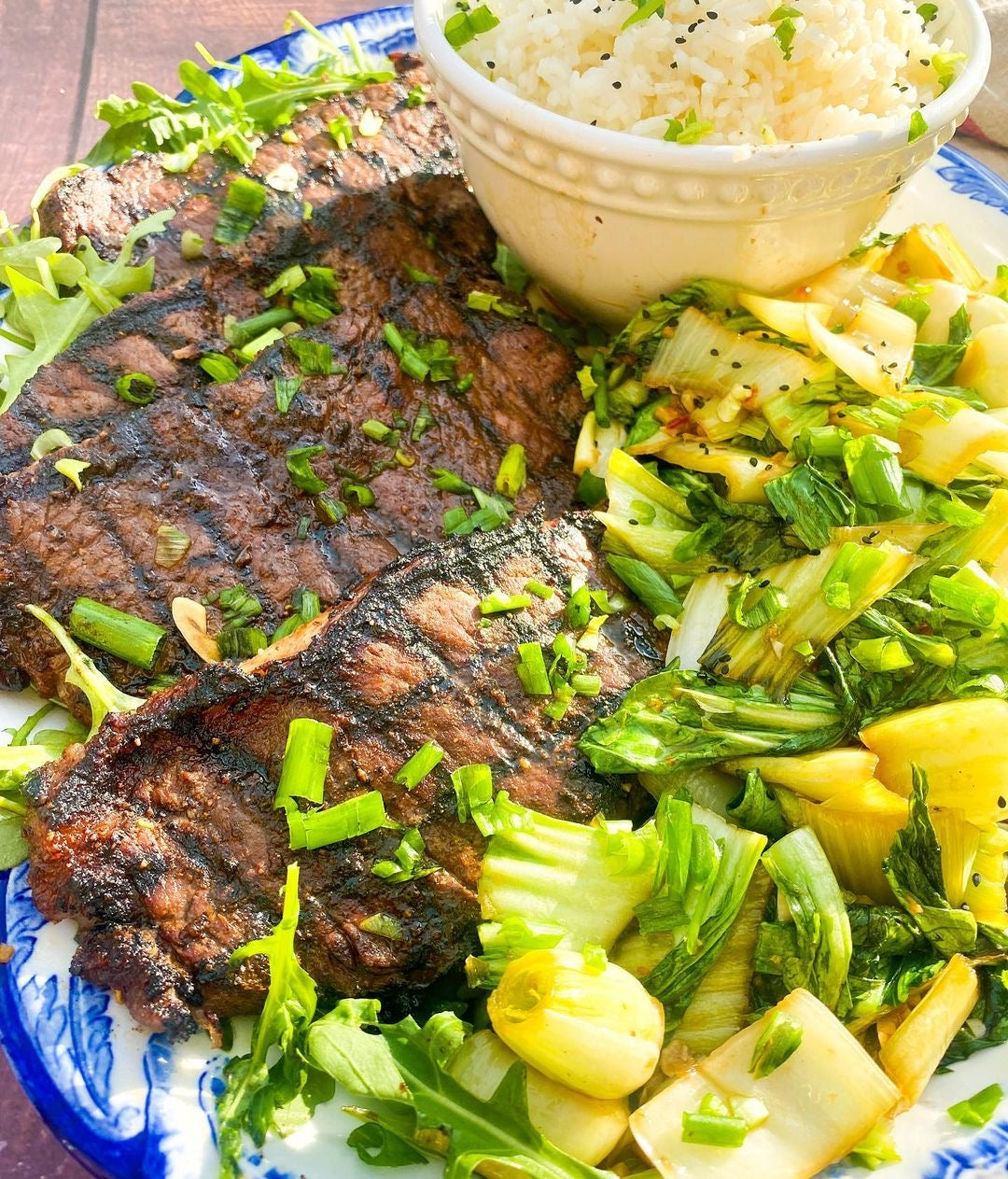 Grilled Sirloin with Asian Rub & Bok Choy